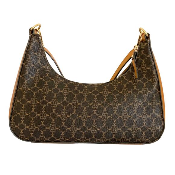 Nanette Lepore Brown and Tan Monogram Hobo Shoulder Bag Small - Picture 3 of 11